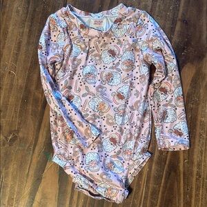 Pink Long Sleeve Baby Onesie with Santa Print
